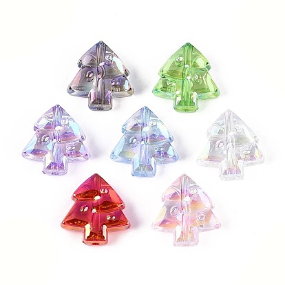 Уф-покрытие прозрачные акриловые бусины, радужный, рождественская елка