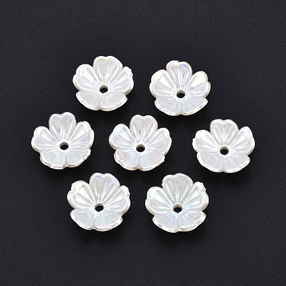 5 - capsules en plastique imitation perle, de couleur plaquée ab , fleur