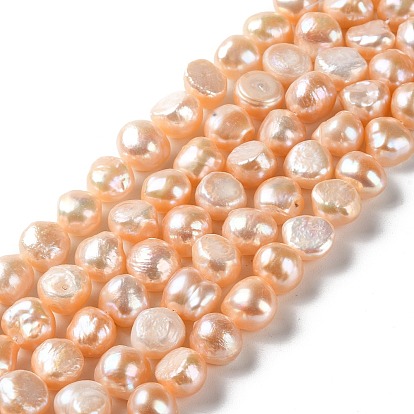 Natural Cultured Freshwater Pearl Beads Strands, Two Sides Polished, Grade 3A+