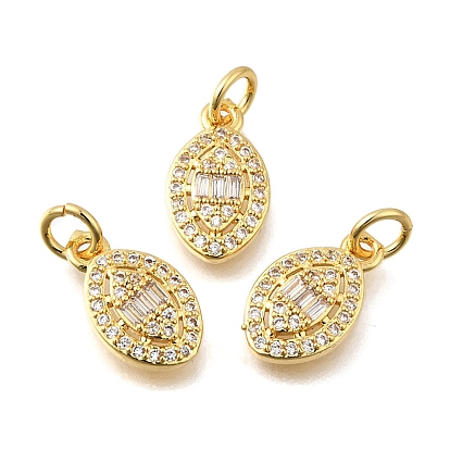 Латунные микро проложить кубического циркония подвески, овальные амулеты, стойки покрытие, прочное покрытие, без кадмия и без свинца, с целью перехода в кольце