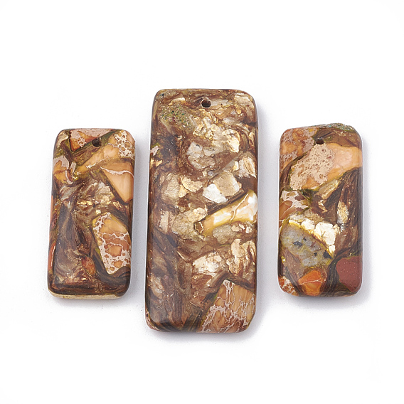 Assembled Bronzite and Gemstone Pendants, Rectangle
