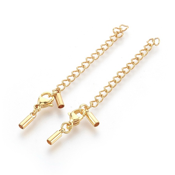 304 Stainless Steel Chain Extender, Lobster Claw Clasps for Jewelry Making