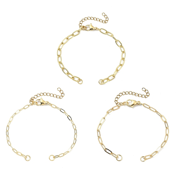 3шт. 3 размеры латунные цепочки из скрепок для изготовления браслетов, с 304 нержавеющей стали застежки