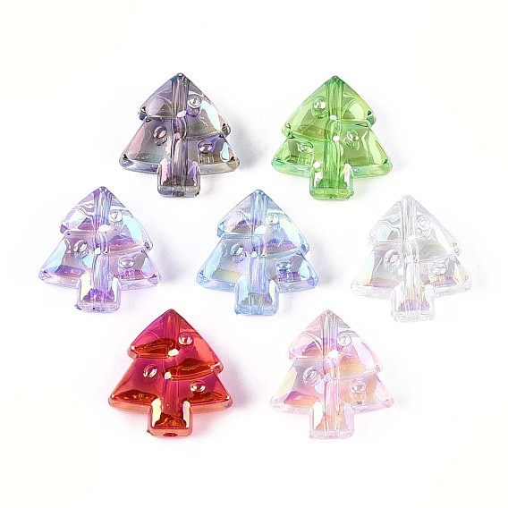 Уф-покрытие прозрачные акриловые бусины, радужный, рождественская елка