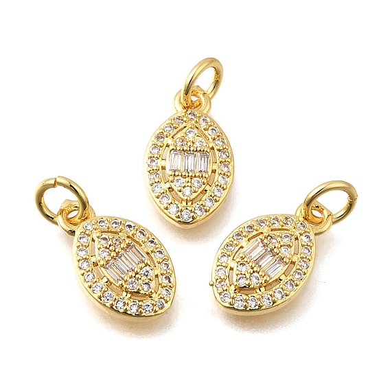 Латунные микро проложить кубического циркония подвески, овальные амулеты, стойки покрытие, прочное покрытие, без кадмия и без свинца, с целью перехода в кольце