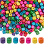 300Pcs Natural Wood Beads, Cube, Lead Free, Dyed