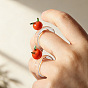 Anillos de dedo hechos a mano con forma de fruta, elaborados con vidrio soplado, para mujer., caqui