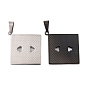 304 Stainless Steel Pendants, Square Socket Charm