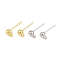 Brass Stus Earring Findings, with Loop, Rack Plating, Long-Lasting Plated, Lead Free & Cadmium Free