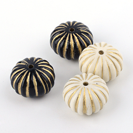 Pumpkin Plating Acrylic Beads, Golden Metal Enlaced, 18x12.5mm, Hole: 2mm, about 202pcs/500g