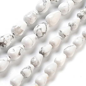 Natural Howlite Beads Strands, Teardrop