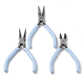 Steel Pliers Set, with Plastic Handles, including Side Cutter Pliers, Round Nose Plier, Needle Nose Wire Cutter Plier