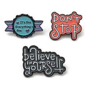 Inspirational Word Black Alloy Brooches, Enamel Pins, for Backpack Clothes