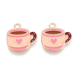Подвески из эмали и сплава, кофейная чашка с подвеской в виде сердца, золотой свет