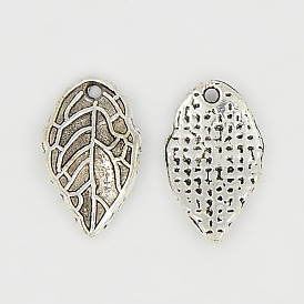 Alloy Pendants, Cadmium Free & Lead Free, Leaf, 16x9x2mm, Hole: 2mm