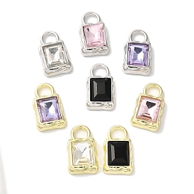 Lock Rack Plating Alloy Pendants, with Rhinestone, Cadmium Free & Nickel Free & Lead Free