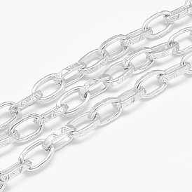 Aluminum Cable Chains, Textured, Unwelded, Flat Oval