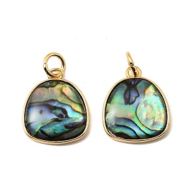 Подвески из натуральной скорлупы пауа, с латунными оправами и соединительными кольцами