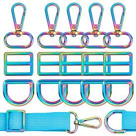 15Pcs 3 Style Zinc Alloy Buckles, D Rings, for Strap Leathercraft Bag Belt, Rectangle & D Rings