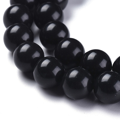 Synthetic Black Stone Beads Strands, Round