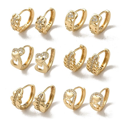 Brass Micro Pave Cubic Zirconia Hoop Earring, Heart