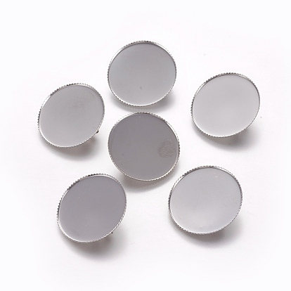 Brass Brooch Base Settings, Rack Plating, Flat Round