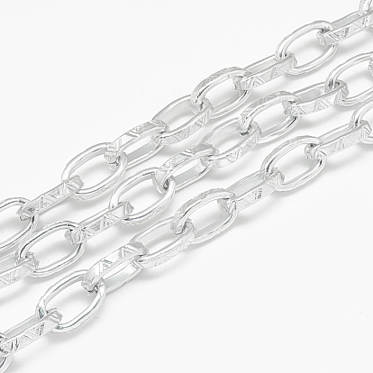 Aluminum Cable Chains, Textured, Unwelded, Flat Oval