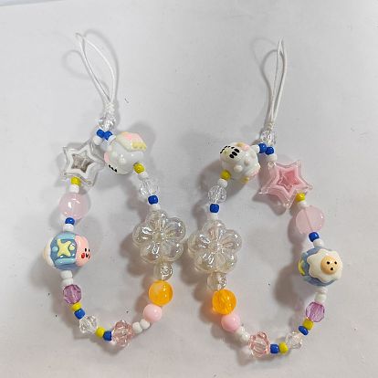 2 Correas acrílicas para móvil, con hilo de nylon, flor estrella