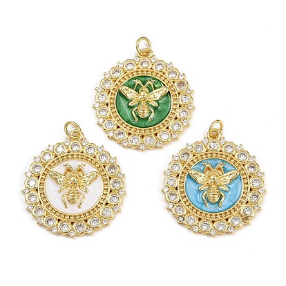 Латунные микро проложить кубического циркония подвески, Пчелы, с эмалью, стойки покрытие, долговечный, без кадмия и без свинца, с целью перехода в кольце