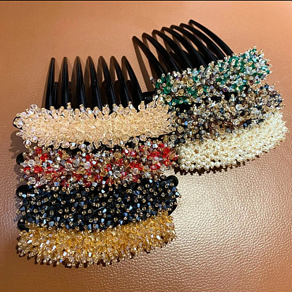 Elegant Crystal Beaded Hair Comb for Bun Hairstyle - Hair Accessory
