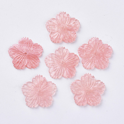 Perles d'acétate de cellulose (résine), avec de la poudre de paillettes, style sirène dégradé arc-en-ciel, fleur