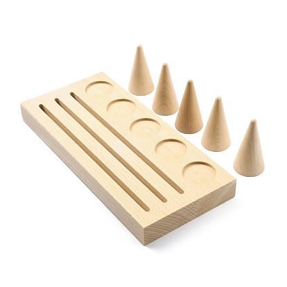 Ensemble de présentoirs à bagues en bois, présentoir à bagues
