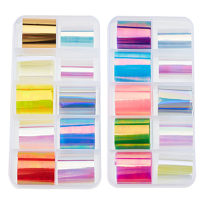 Shiny Nail Art Decoration Accessories, Laser Cellophane Paper, with Plastic Rectangle Box