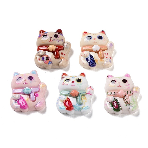 Непрозрачные кабошоны из смолы, манэки неко / манящий кот