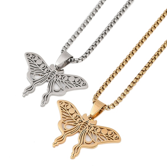 Полая бабочка 201 ожерелья из нержавеющей стали с подвеской для мужчин и женщин, Ожерелья с цепочкой