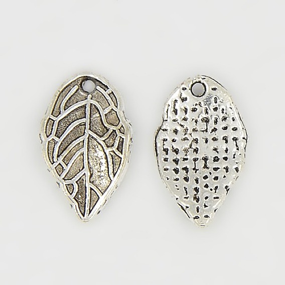 Alloy Pendants, Cadmium Free & Lead Free, Leaf, 16x9x2mm, Hole: 2mm