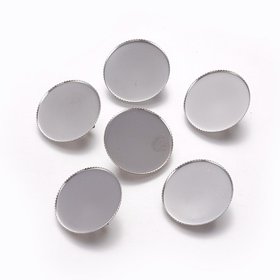 Brass Brooch Base Settings, Rack Plating, Flat Round