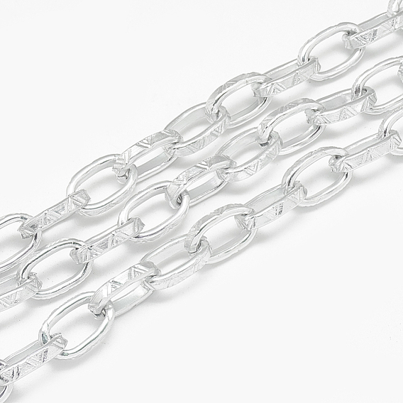 Aluminum Cable Chains, Textured, Unwelded, Flat Oval
