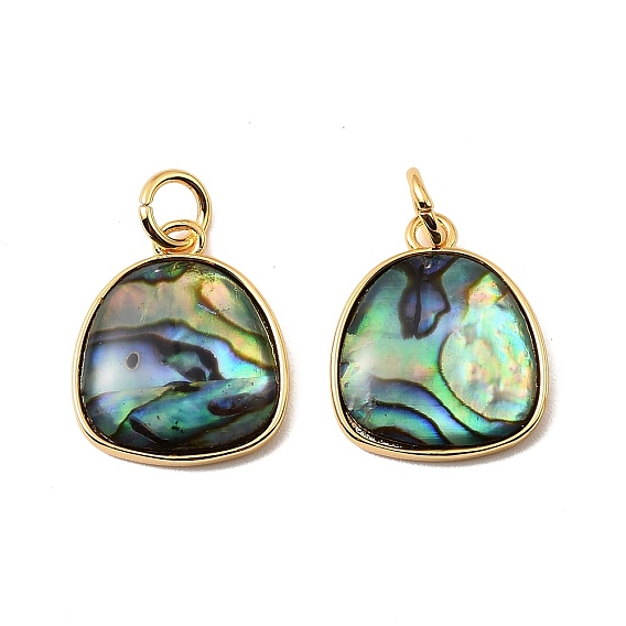 Подвески из натуральной скорлупы пауа, с латунными оправами и соединительными кольцами