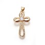 Латунные микро проложить кубического циркония подвески, крестик, прозрачные