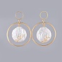 Dangle Earrings, with Natural Baroque Pearl Keshi Pearl, Brass Findings, Rubber Ear Nuts and Cardboard Jewelry Set Boxes