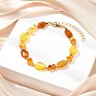 Браслеты из натурального янтаря и латунных бусин для женщин, наггетсы и чипсы, реальный 14 k позолоченный