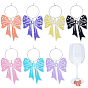 7 шт. 7 цветные подвески-бантики для бокалов из акрила, с латунными кольцами-подвесками для бокалов вина, платина