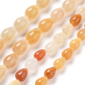 Natural Topez Jade Beads Strands, Teardrop