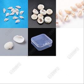 48Pcs 4 Styles Natural Shell Beads, Mixed Shapes