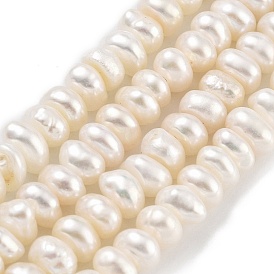 Natural Cultured Freshwater Pearl Beads Strands, Grade 3A, Rondelle