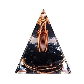 Orgonite Pyramid Resin Energy Generators, Reiki Natural Gemstone Chips & Copper Wire Inside for Home Office Desk Decoration