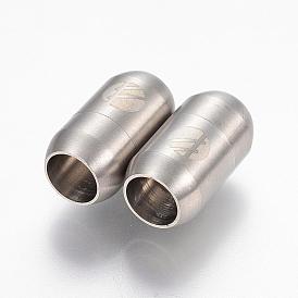 Matte 304 Stainless Steel Magnetic Clasps, Barrel