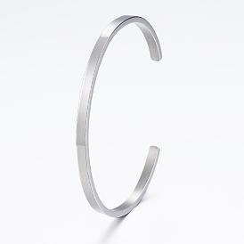 304 Stainless Steel Cuff Bangles, Minimalist Simple Open Bangles