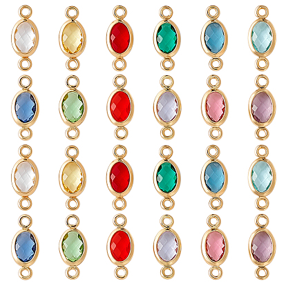 36 шт. 12 цвета латунь паве граненое стекло овальные соединительные подвески, золотые